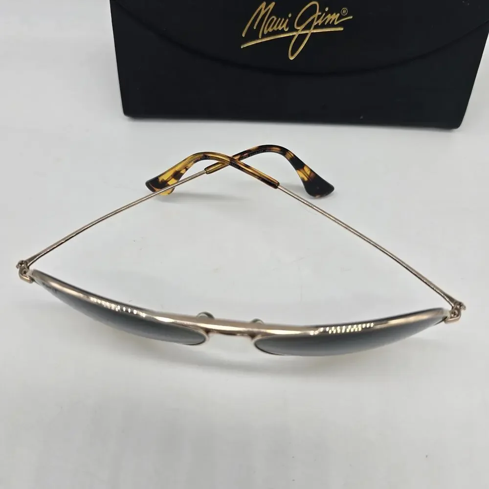 Maui Jim Mavericks MJ-264-16 Aviator Sunglasses Gold Rim Frame Japan and Case